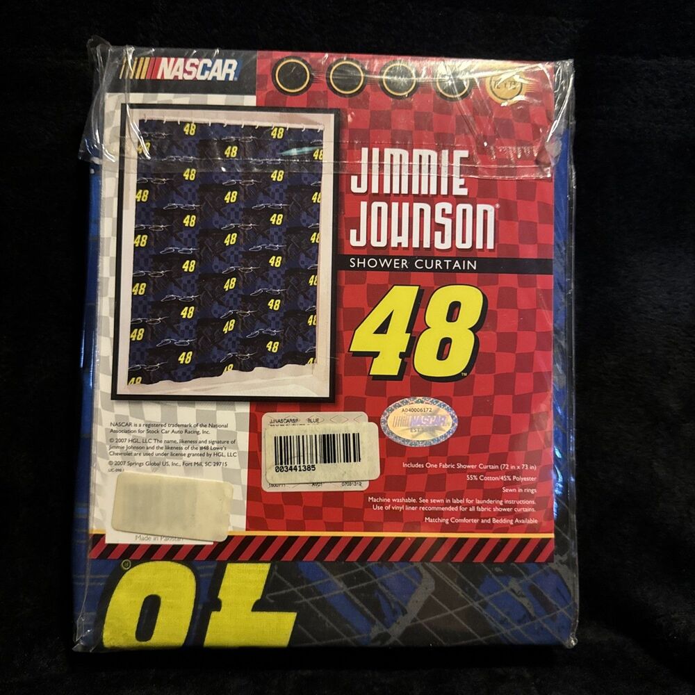 NASCAR Jimmie Johnson 48 Blue Fabric Shower Curtain 72” x 73”